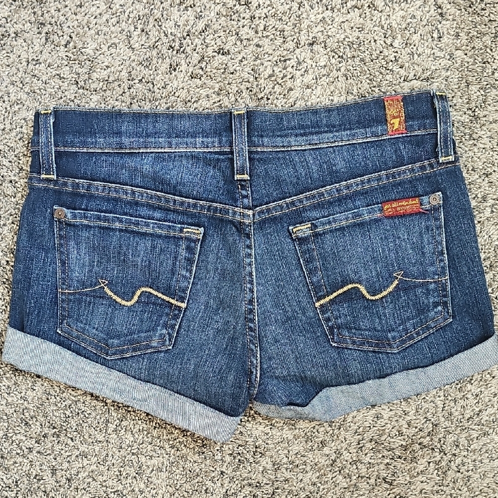 7 For All Mankind Indigo Denim Shorts - Picture 4 of 4